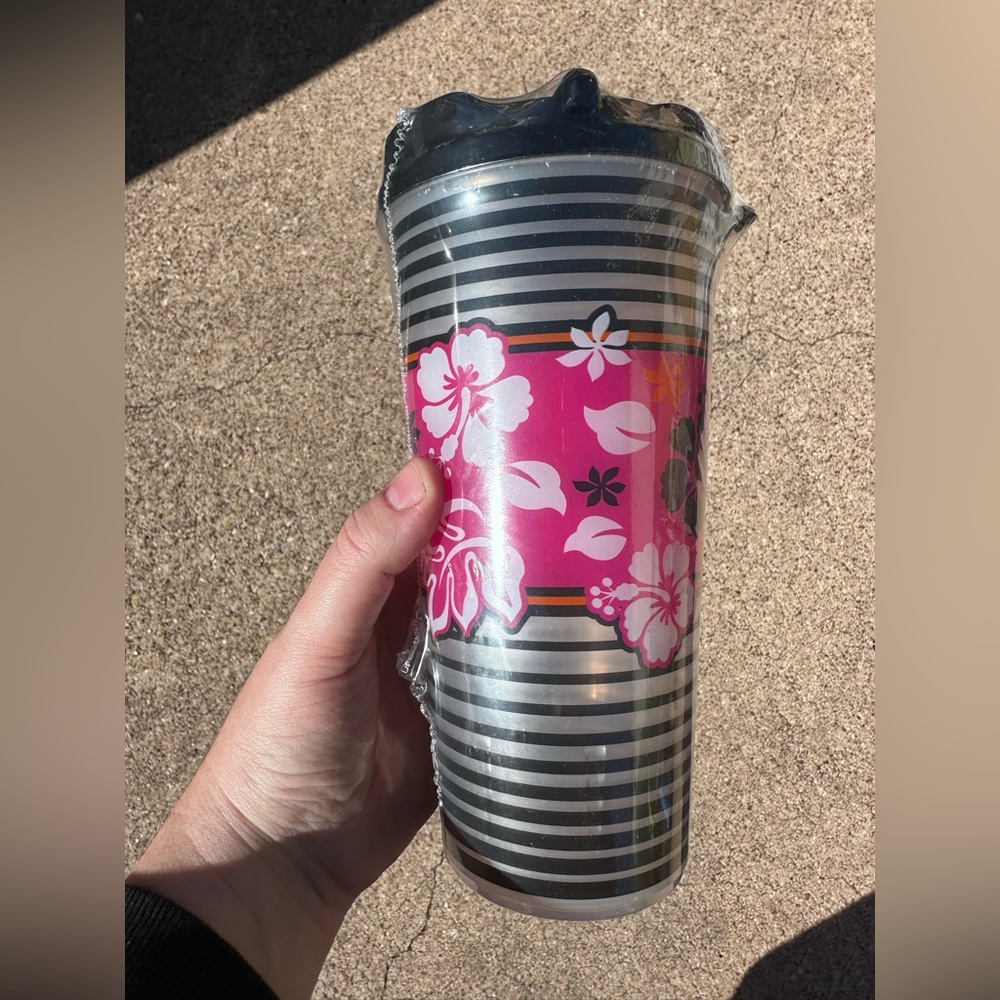 Floral Striped Travel Tumbler